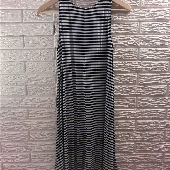 A-Line Mini Dress with Black and White Stripes - Picture 3 of 4
